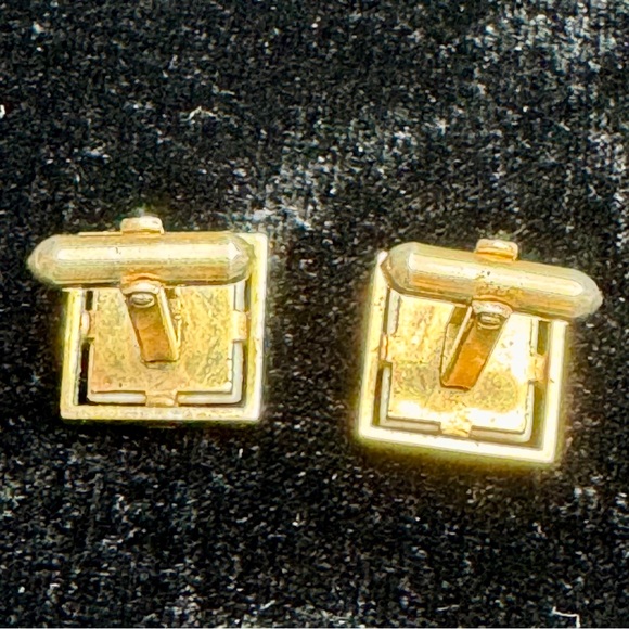 Vintage Gold Plates Mother of Pearl Freemason Masonic Cuff Links - Picture 3 of 6